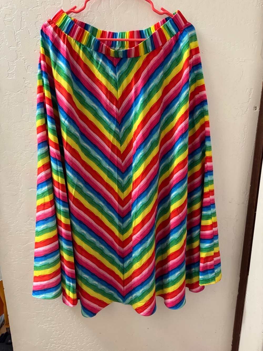 SHEIN Rainbow Striped Circle Skirt - Red Pink Yellow Green Blue Purple